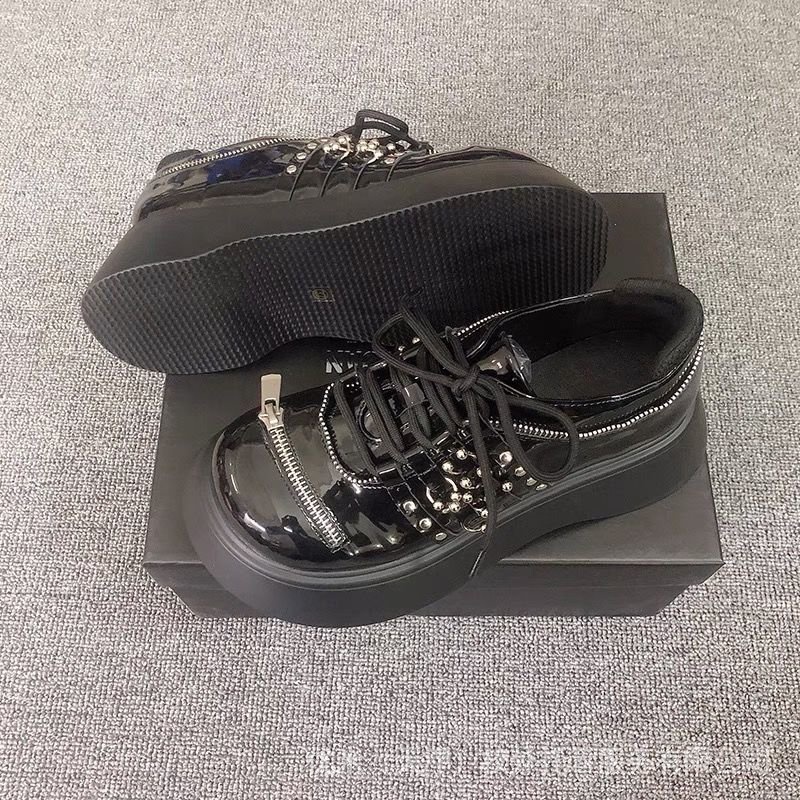 MONA same style Big Head small leather shoes 2022 new dark punk platform shoes Gothic style metal thick sole single shoes for women