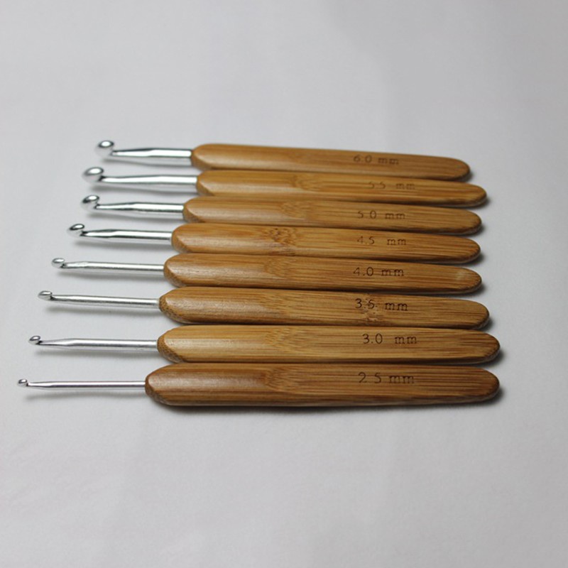 Bộ Dụng Cụ Đan Móc Len Bằng Gỗ Tre Có Tay Cầm Bằng Nhôm Hỗn Hợp Cho Người Mới Bắt Đầu