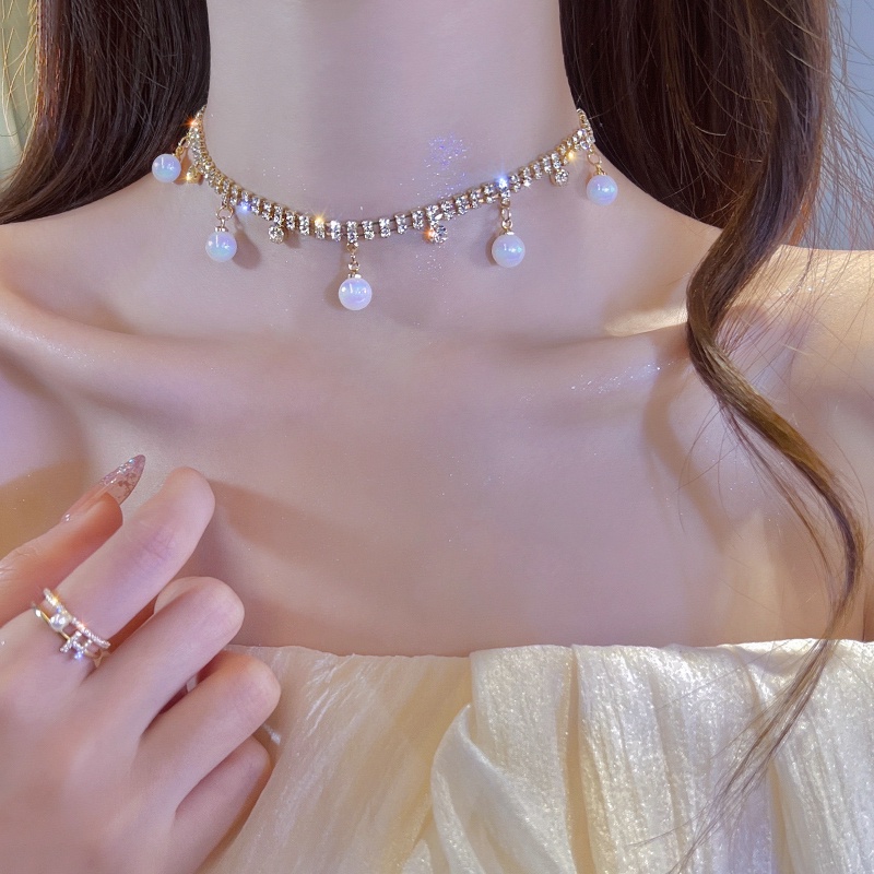 Vòng cổ Hai Lớp Đính Hạt Ngọc Trai Thời Trang Dành Cho Nữ