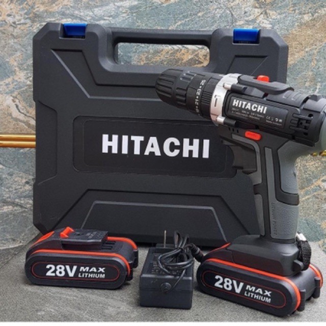 [ giá hủy diệt ] Máy khoan pin Hitachi 28V 3 Chức Năng kèm 24 Phụ Kiện