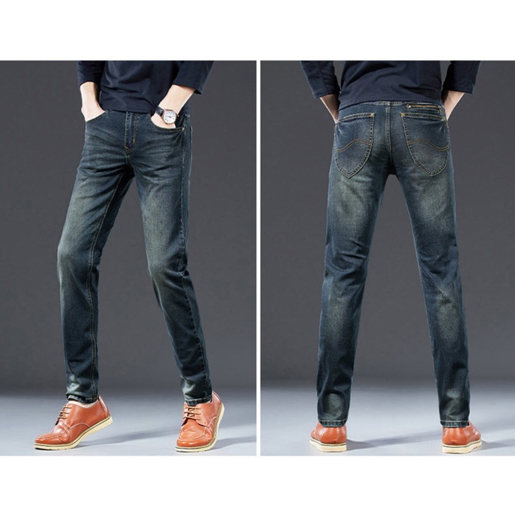 Quần Jeans Nam ống suông co giãn phong cách Hàn Quốc