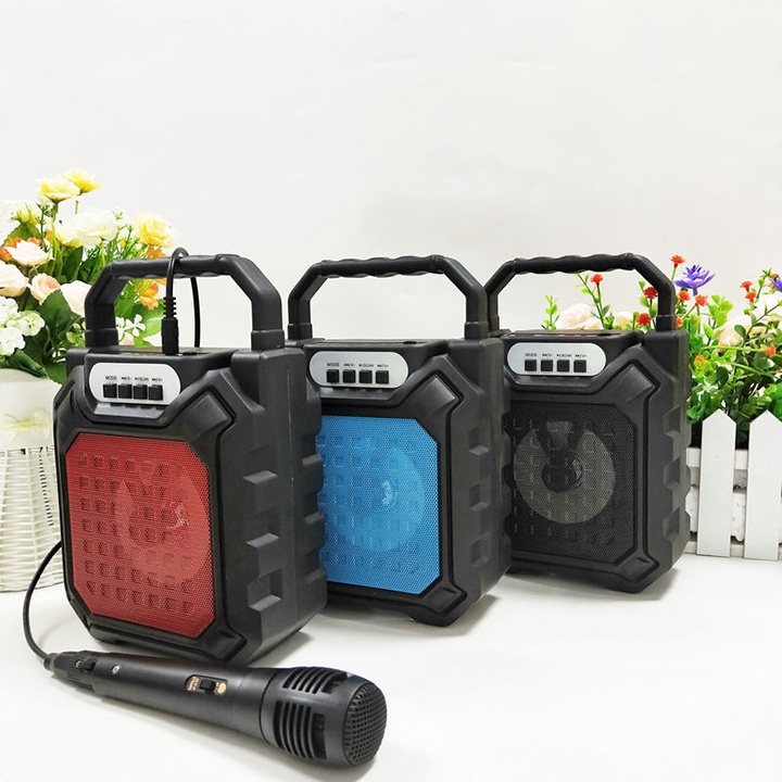 Loa Bluetooth karaoke Mini 608 có mic hát dây dài giá rẻ âm thanh siêu hay bass mạnh Bảo hành 1 đổi 1