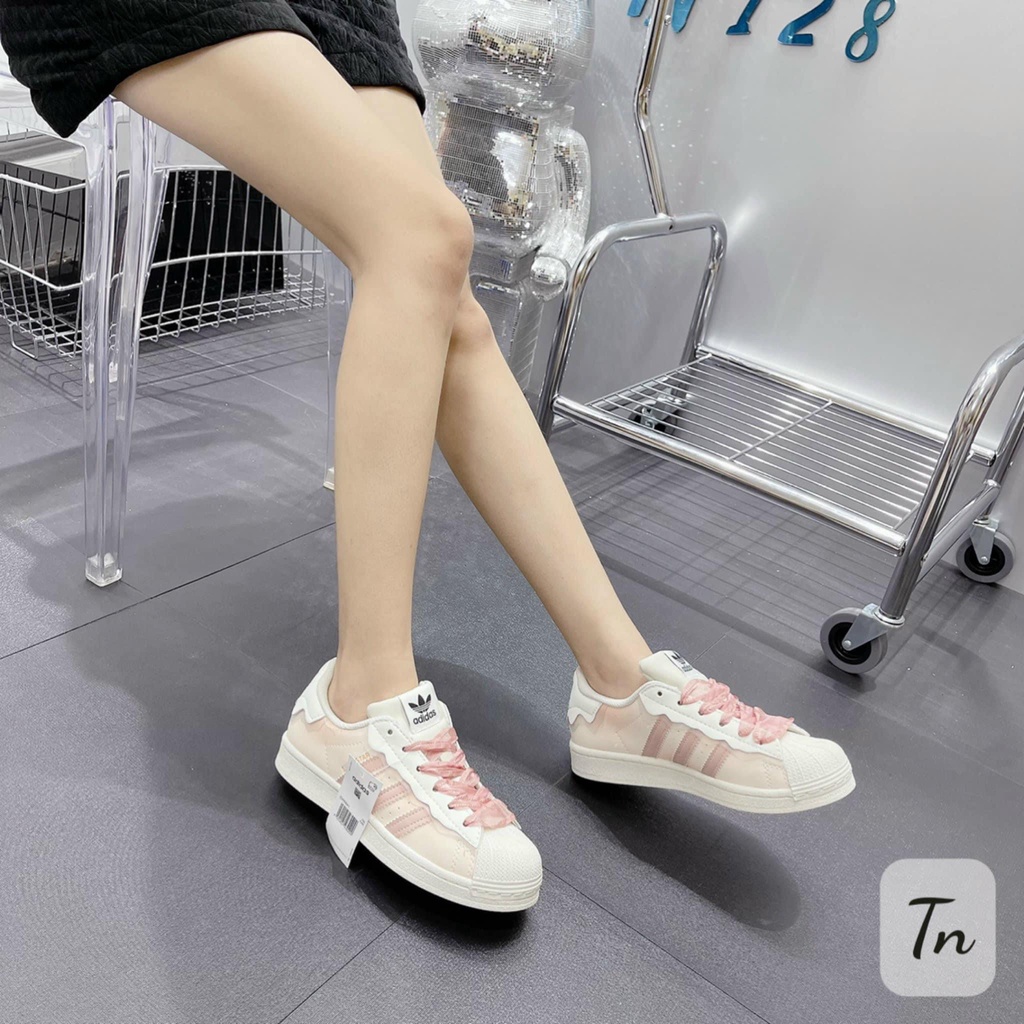 Giày thể thao Adidas superstar Hồng kem, Giày snaeker Das sò capuchino nam nữ cực xinh hot trend 2022 hàng FullBoxBill