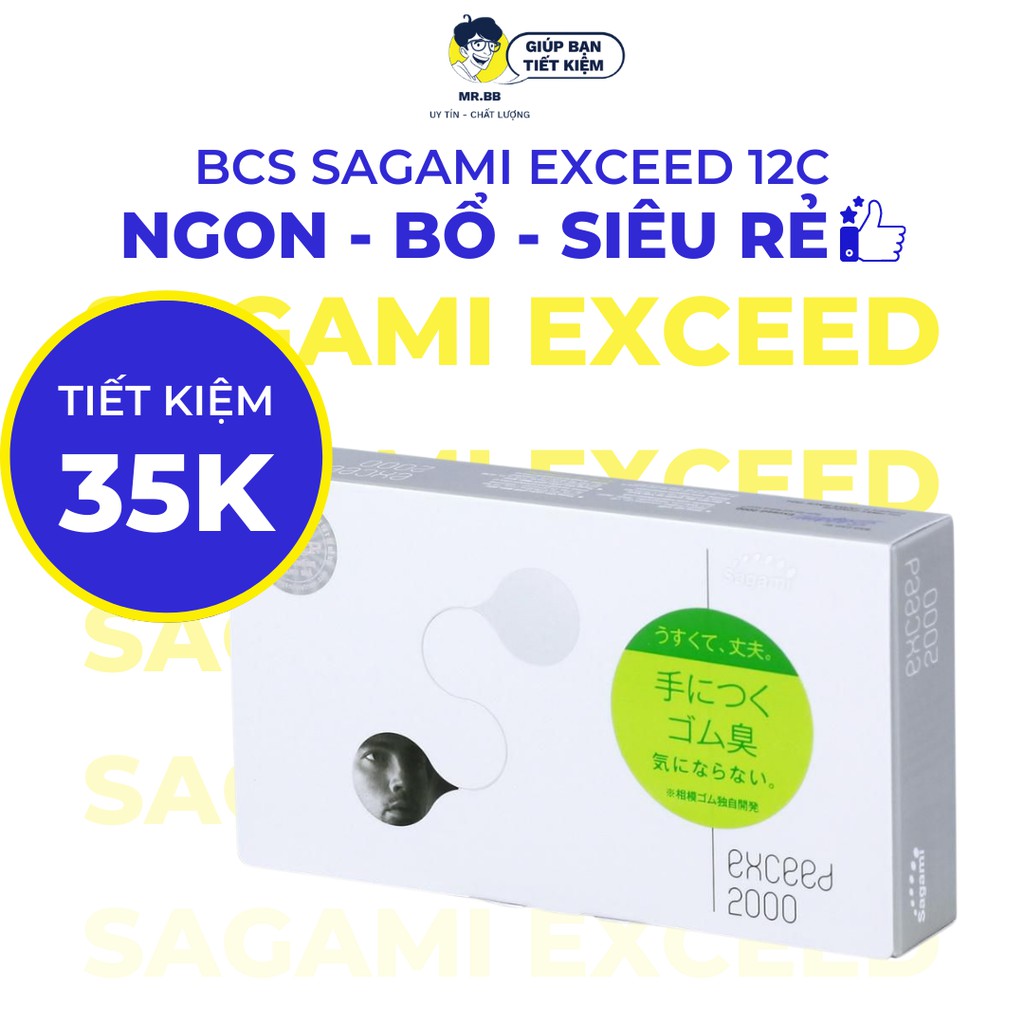 Bao cao su Sagami Exceed 2000 chứa chất bôi trơn cao cấp cả trong và ngoài Mr.BB