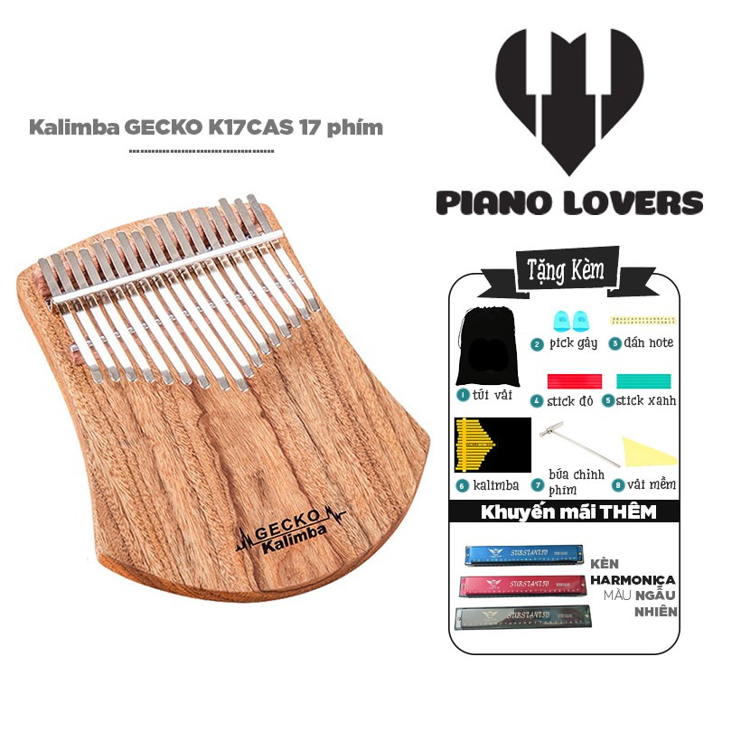 Đàn Kalimba 17 phím Gecko K17CAS Gỗ Mahogany Tặng Kèm Kèn Harmonica đủ màu cao cấp - HÀNG CÓ SẴN