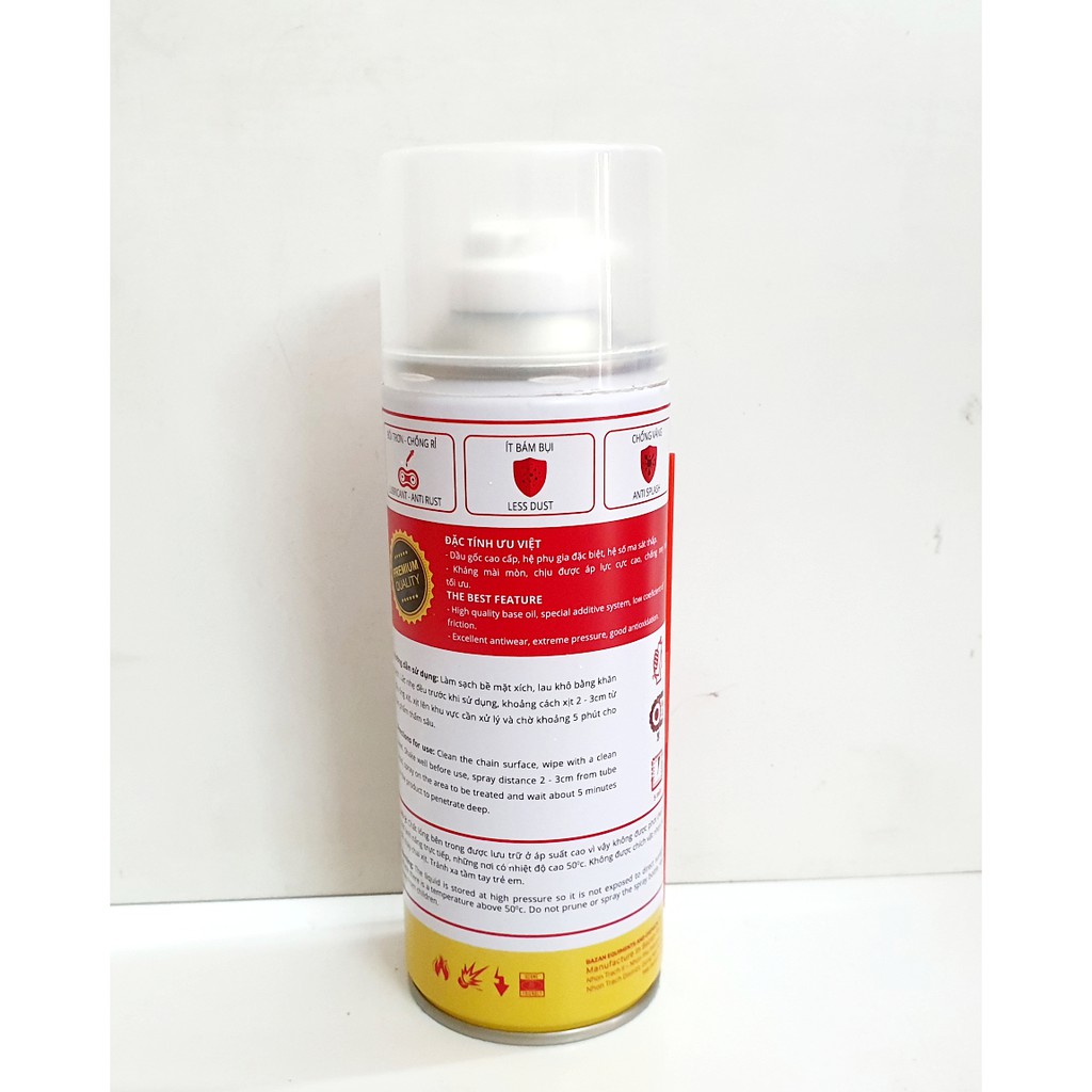 DƯỠNG SÊN BZ PREMIUM 450ML CHAIN LUBE MẪU MỚI TRONG SUỐT, DẬM ĐẶC,KHÔNG VĂNG