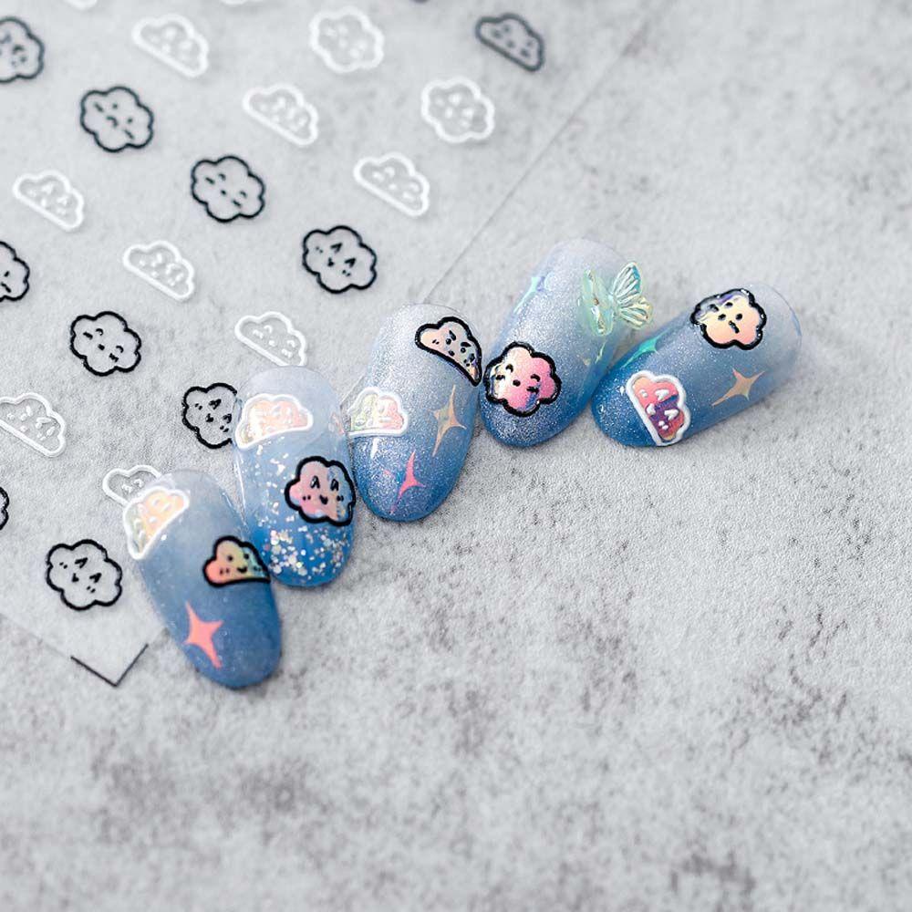 Sticker Dán Móng Tay Hình Mặt Trăng Đen Phong Cách Nhật Bản