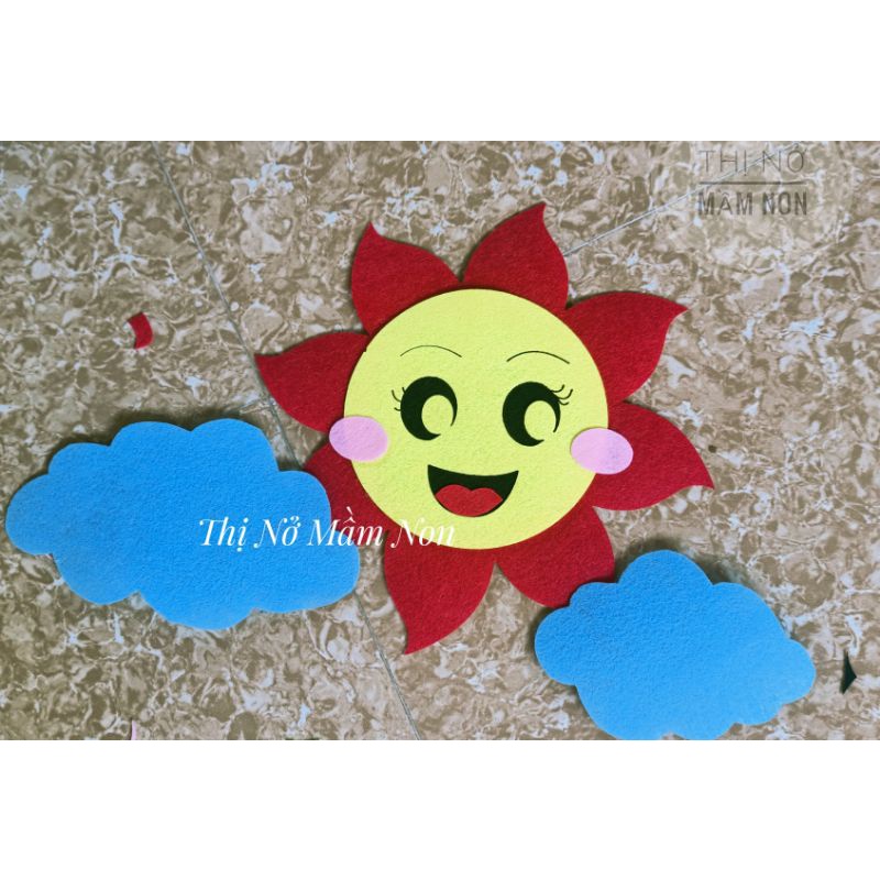 Mặt trời và mây xanh nỉ trang trí mầm non