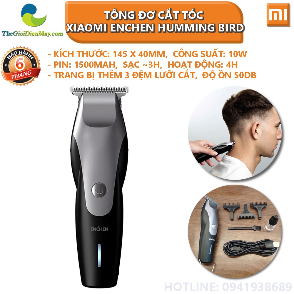 Tông đơ cắt tóc Xiaomi Enchen Humming bird 3 lưỡi dao 10W độ ồn thấp - Bảo Hành 6 Tháng - Shop Thế Giới Điện Máy