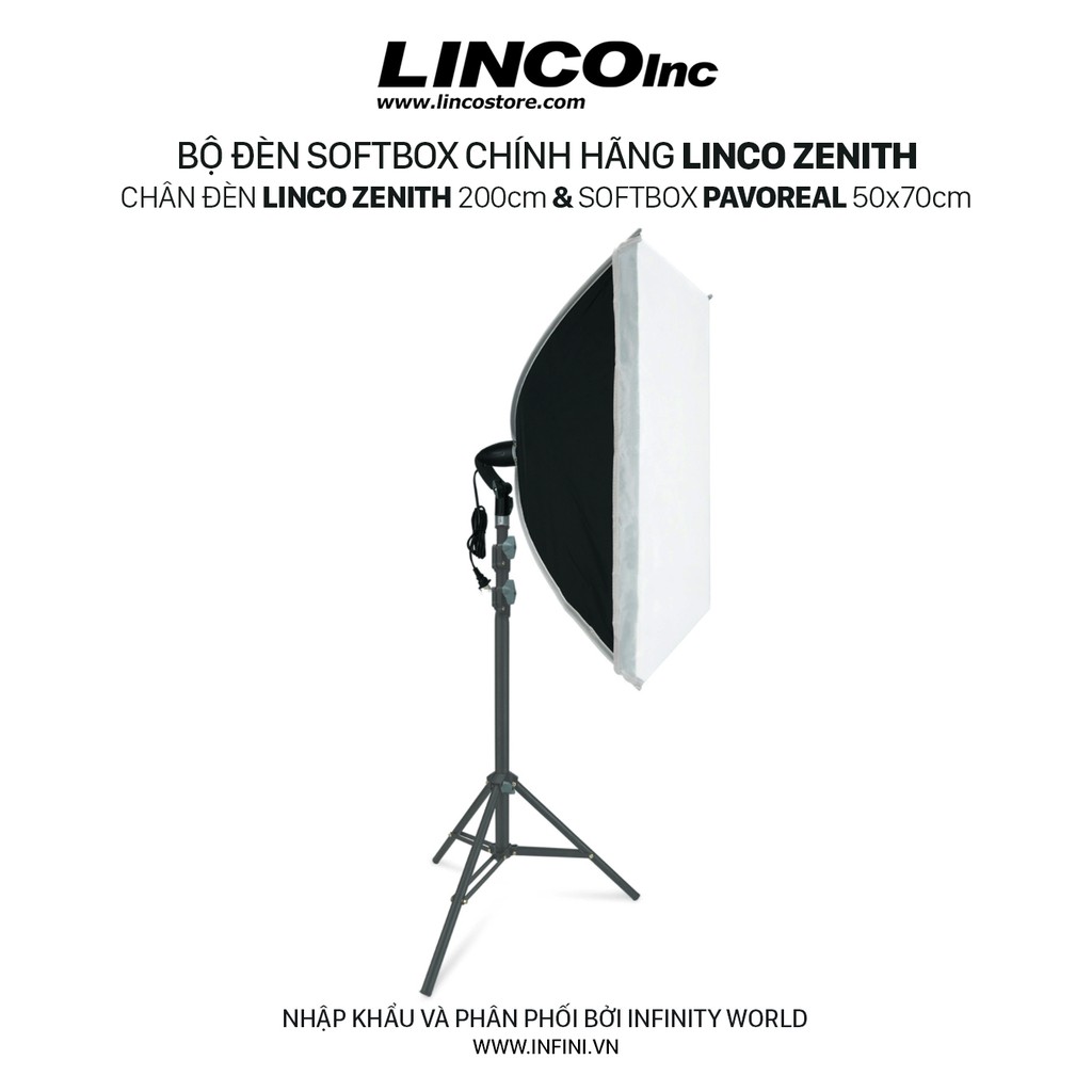 Bộ đèn chụp ảnh, livestream, quay phim cao cấp chính hãng Linco Zenith (Softbox 50x70cm)
