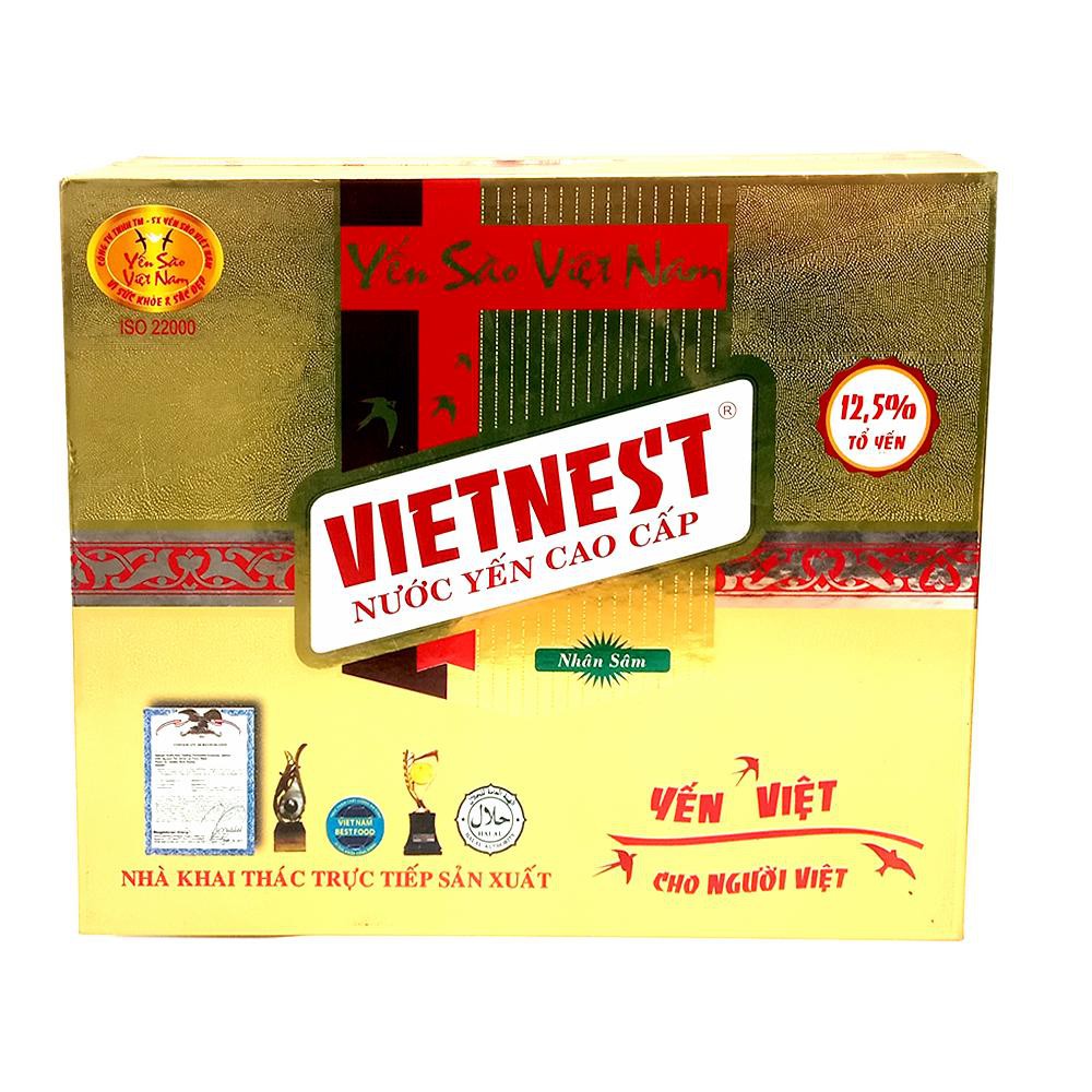 Hộp quà tặng 6 lọ nước yến nhân sâm cao cấp nhiều dưỡng chất bổ dưỡng chưng sẵn từ Tổ yến thiên nhiên VIETNEST 70ml