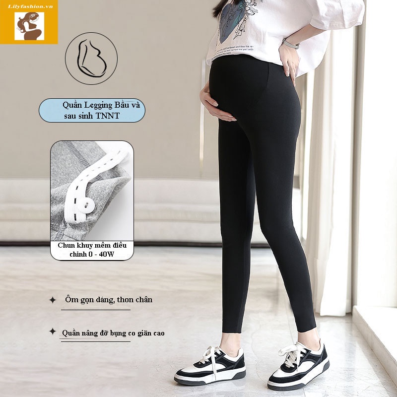 Quần legging bầu TNNT chất cotton dày cao cấp có chun điều chỉnh thoải mái đến sinh đàn hồi cao