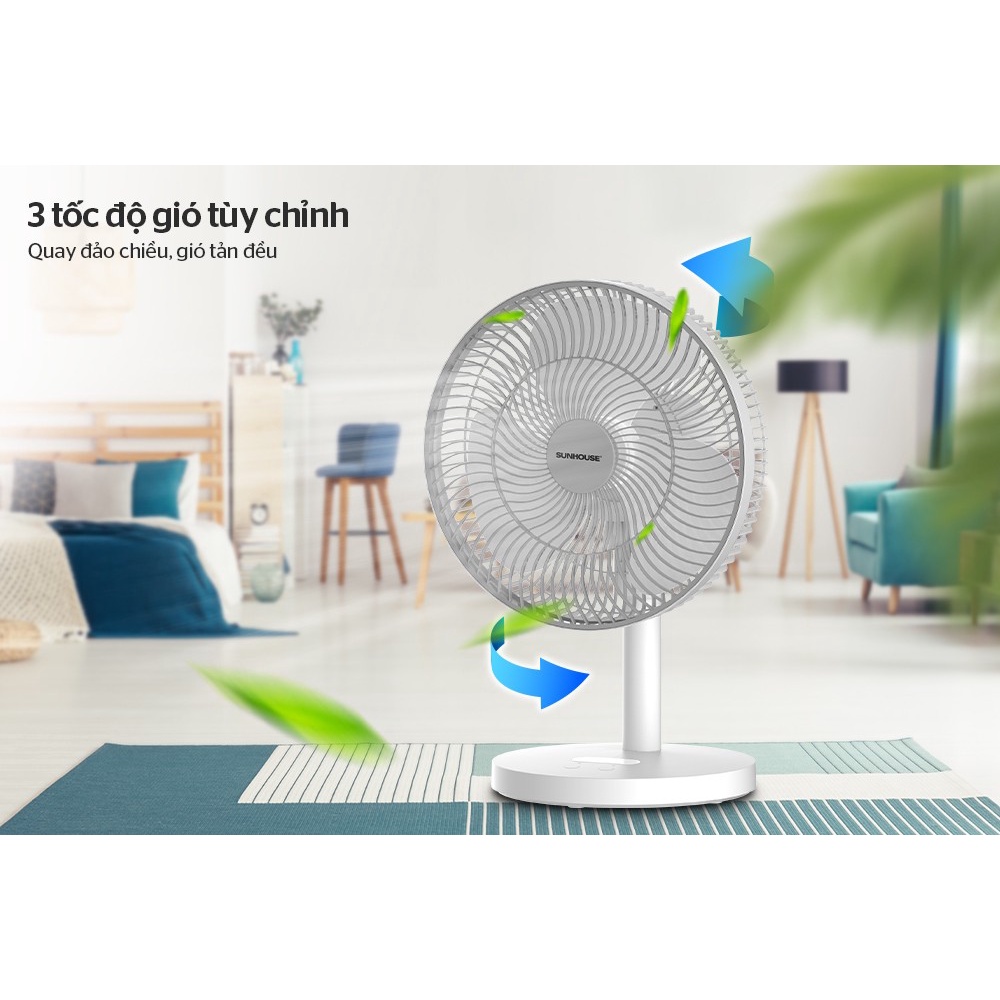 Quạt tích điện, quạt sạc Sunhouse mini SHD7115 cao cấp, thời gian chạy lên đến 8h, bảo hành 12 tháng.