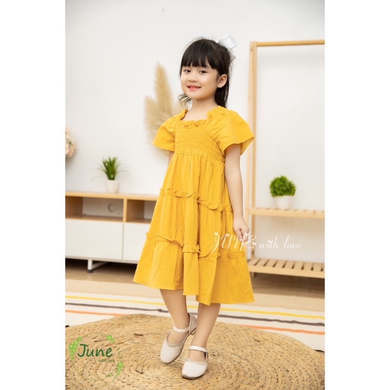 Váy smock cổ xinh cho bé sale.
