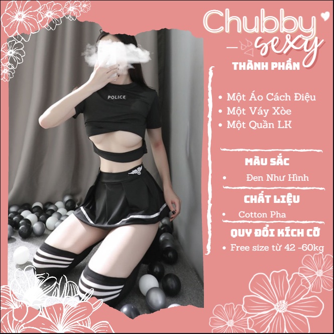 Cosplay Police Sexy - Đồ Lót Cosplay Cảnh Sát - Set đồ ngủ cosplay nữ cảnh sát quyến rũ gợi cảm - CPL31 - Chubby.sexy