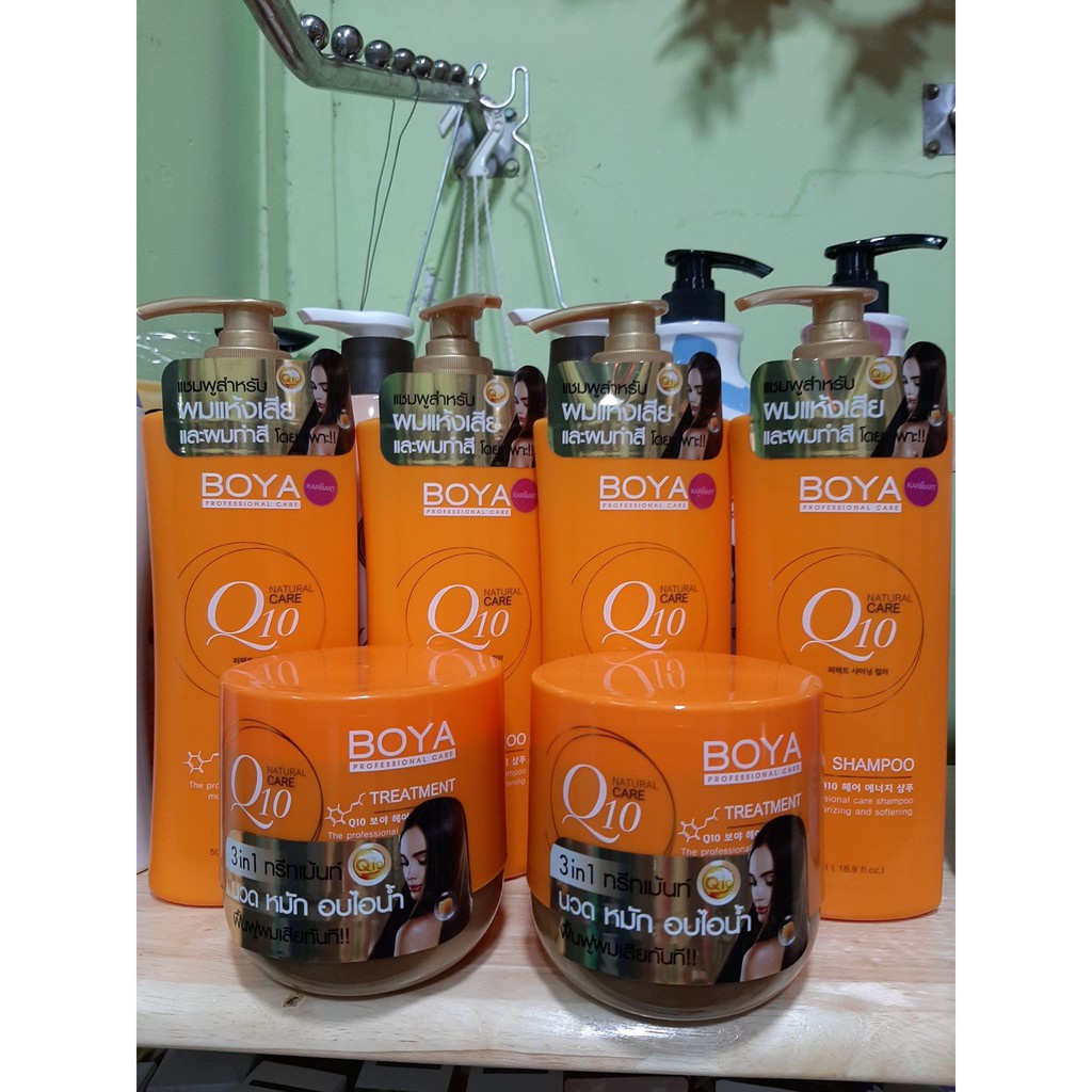 Bộ Dầu Gội, Ủ Xả Dưỡng Tóc Boya Q10 Shampoo 500ml - BX3680