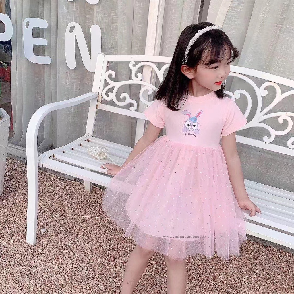 Đầm Công Chúa Ngắn Tay In Họa Tiết StellaLou Thời Trang Mới Dành Cho Bé Gái 2022