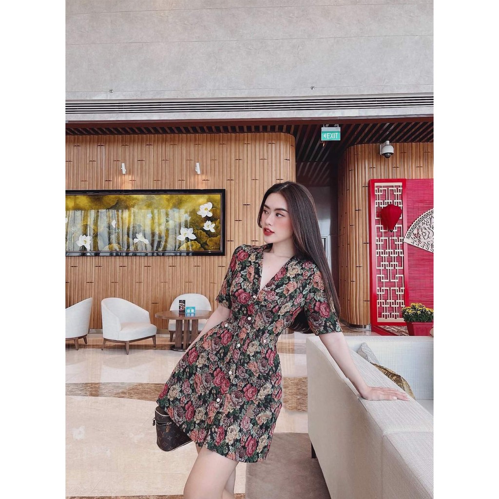 [Mã WASTGO hoàn 10% xu đơn 99k] VÁY GẤM HOA CÚC NGỌC 2 LỚP | BigBuy360 - bigbuy360.vn