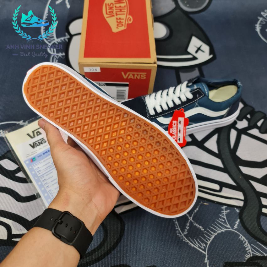 Giày vans old skool navy nam nữ màu xanh tím than thể thao cổ thấp