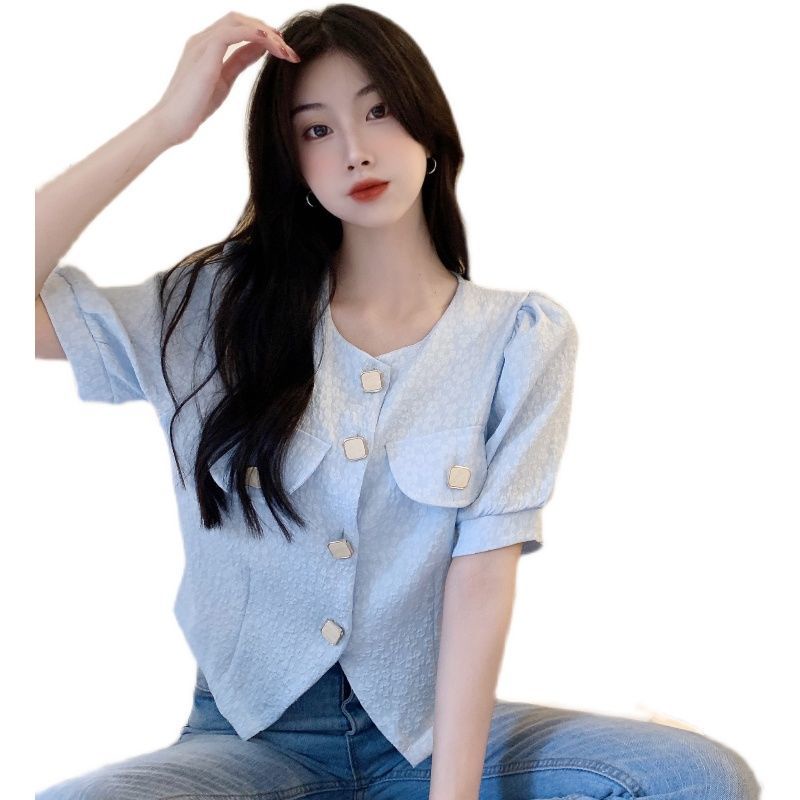 Áo Sơ Mi Trắng Tay Phồng Ngắn Thời Trang Mùa Hè Hàng Mới Dành Cho Bạn Nữ