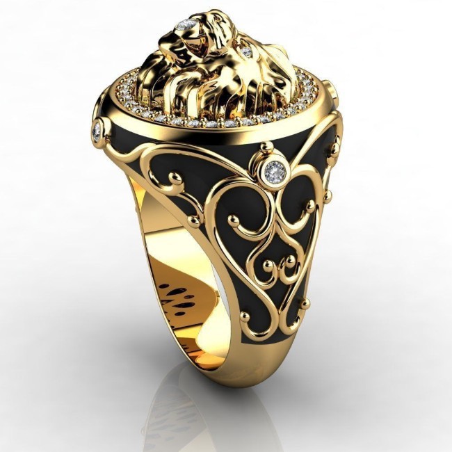 Nhẫn kim cương đầu sư tử thời trang cá tính cho nam