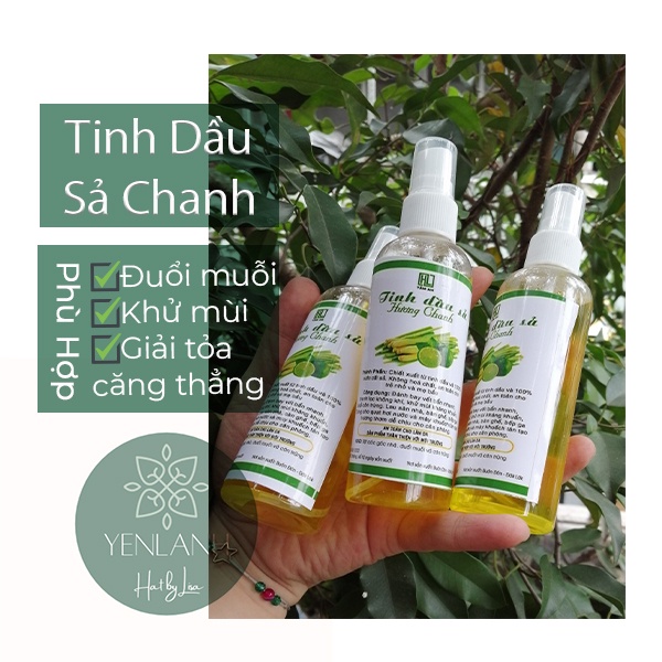 Tinh dầu sả hương chanh chai xịt 100ml khử mùi đuổi muỗi Yenlanhnatural