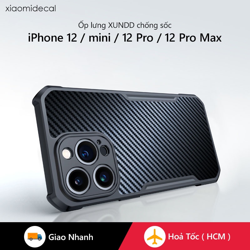 Ốp lưng XUNDD iPhone 12 / mini / 12 Pro / 12 Pro Max chống sốc, vân carbon magsafe