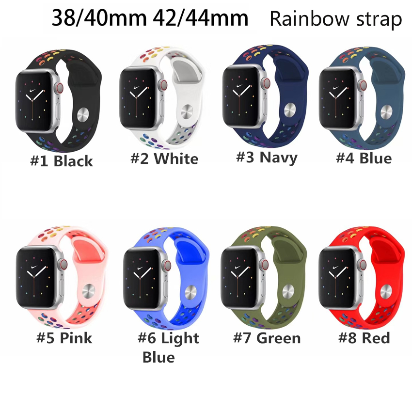 Dây đeo silicon có màu cho đồng hồ thông minh Apple Watch 44mm 40mm 38mm 42mm Band Series 6 SE 5 4 3 2 1