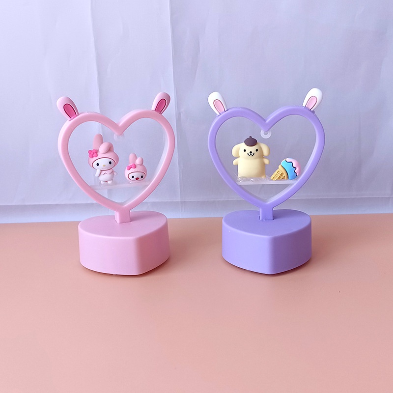Đèn Ngủ Để Bàn Hình Trái Tim/Mèo Hello Kitty Dễ Thương Dùng Làm Quà Tặng Sinh Nhật Cho Bạn Gái