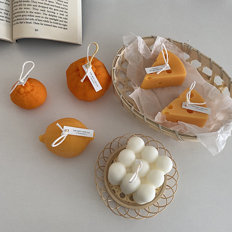 Nến Sáp Thơm Xinh Xắn Decor TrangTrí phụ kiện chụp ảnh ( nến quả cam phomai )