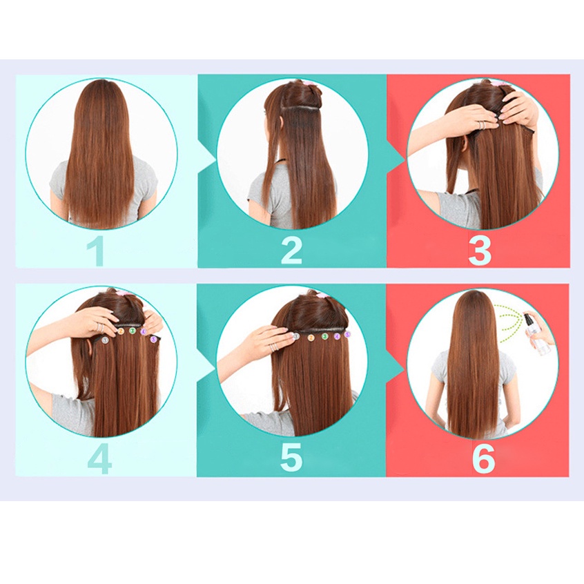 Tóc giả kẹp nửa đầu, tóc giả chữ u dài thẳng 60cm