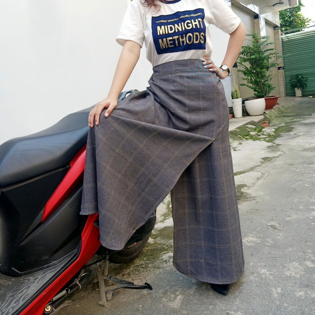 Váy Chống Nắng Xẻ Tà Thông Minh Chất Liệu Kaki Cotton Dày Dặn Và Mềm Mại Họa Tiết Sọc Caro H&T Fashion | BigBuy360 - bigbuy360.vn