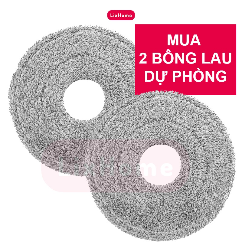 Bộ 2 bông lau chổi tách nước bẩn dự phòng, chất liệu mềm, thấm hút, lau sạch vết bẩn nhanh chóng - LixHome