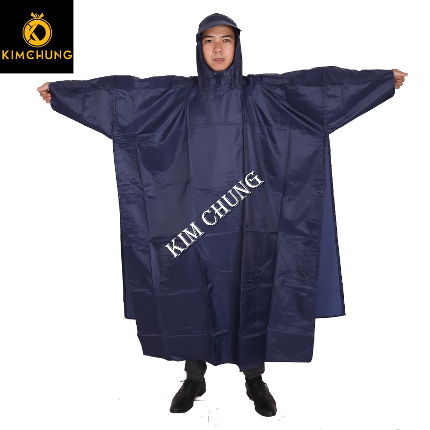 (XẢ KHO GIÁ SỈ) ÁO MƯA CÁNH DƠI VẢI DÙ DÀY CHỐNG THẤM NƯỚC (CÓ XẺ TÀ) (XANH NAVY)