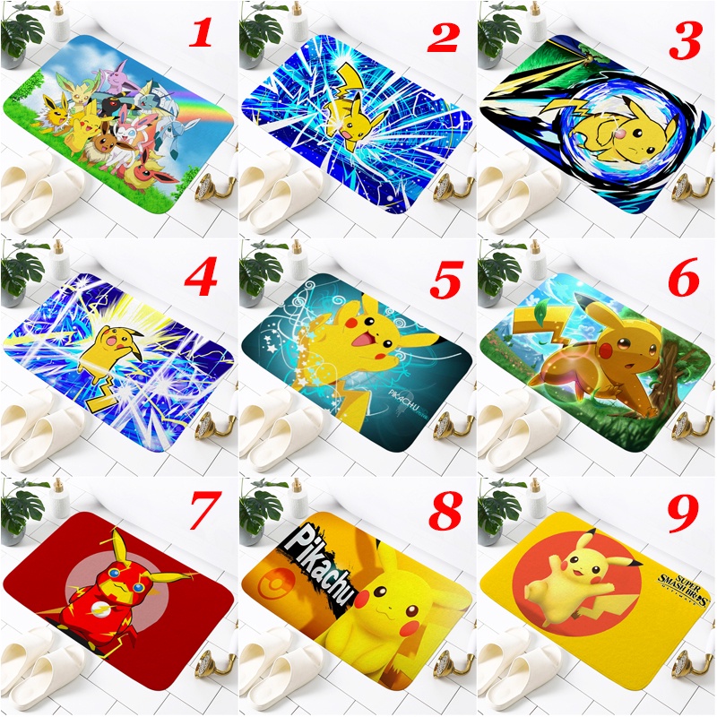 Thảm Lót Sàn Nhà Tắm Chống Trượt In Hình Pikachu Pokemon Kiểu Nhật Bản Dễ Thương Trang Trí Nhà Cửa