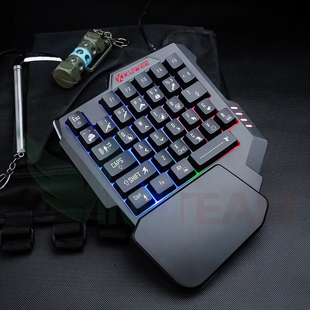 Bàn Phím Giả Cơ 1 Tay KUWEE Có LED chơi các game mobi Freefire, CF, liên quân,...siêu chất -DC4723