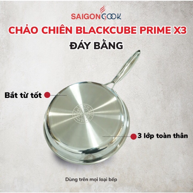 chảo chiên blackcube x3 đáy bằng cao cấp megahome