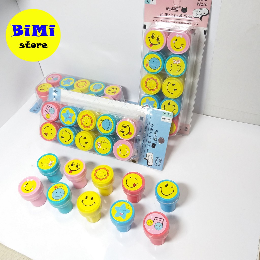 Bộ đóng dấu mặt cười set 10 cái - Bimi store