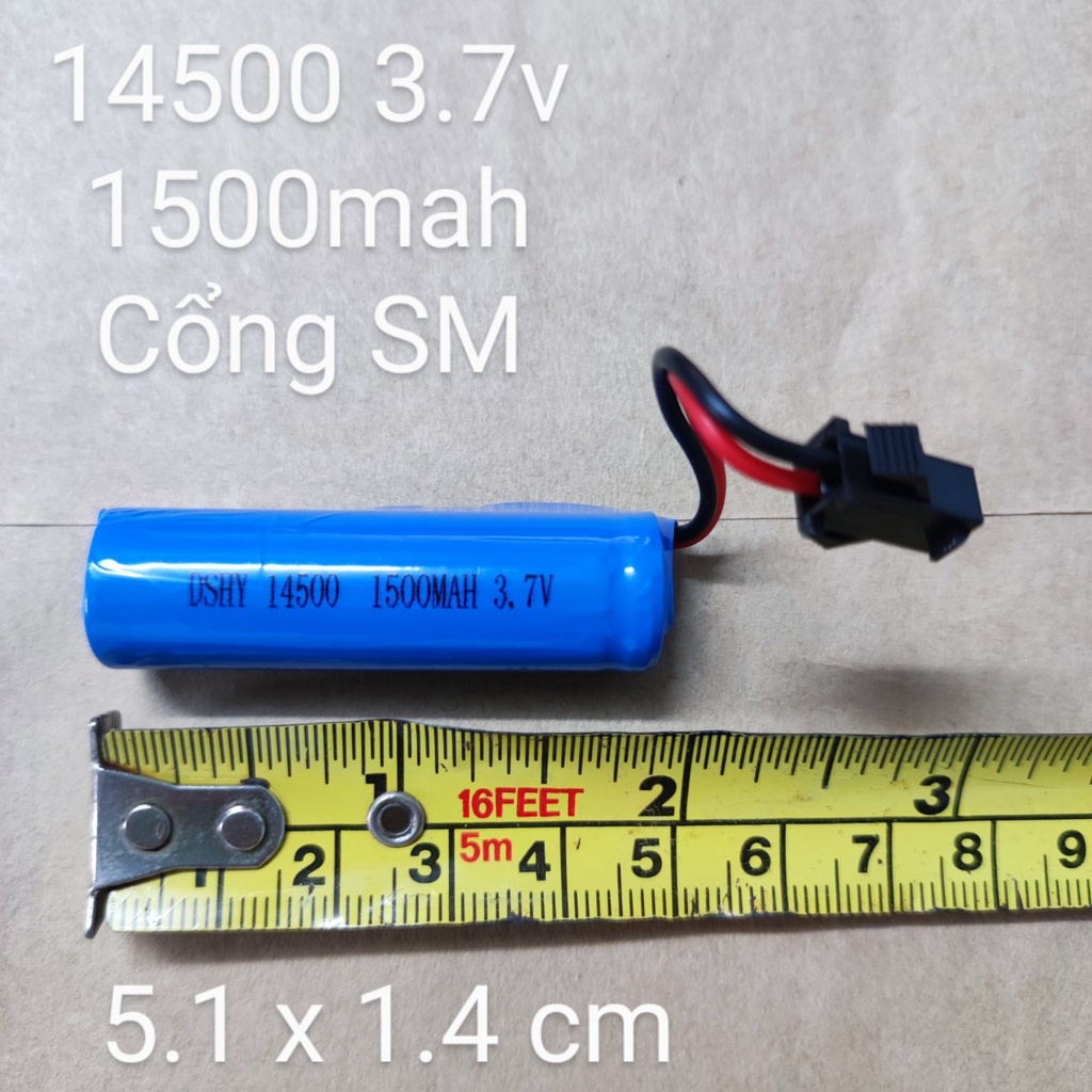 Pin lion 14500 3.7v 500mah - 1000mah dự phòng cho đồ chơi xe ô tô điều khiển từ xa pin sạc loại tròn cổng SM