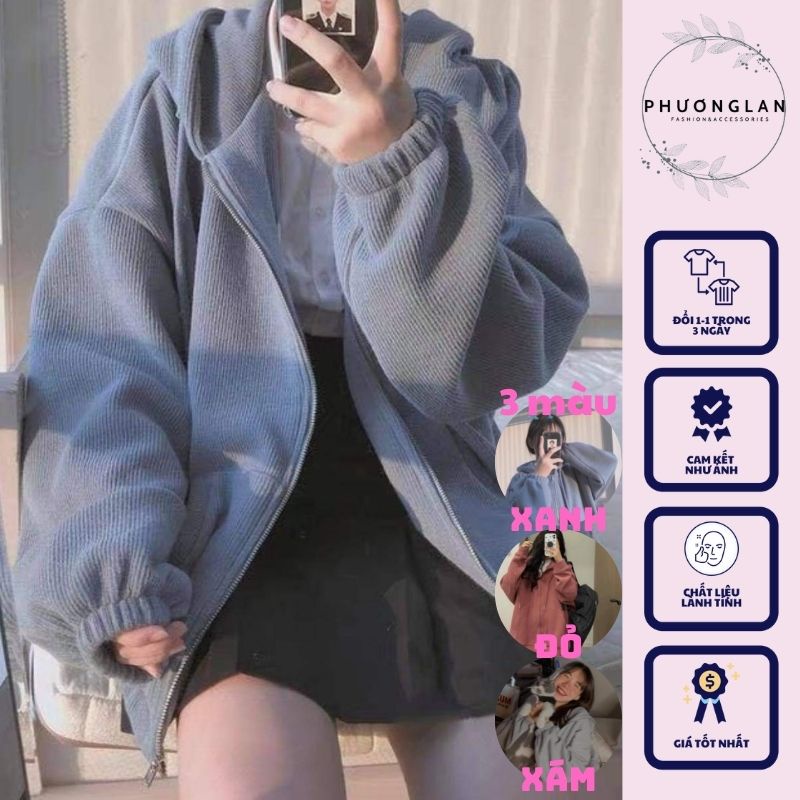 Áo khoác áo hoodie zip nỉ bông khóa kéo form unisex Ulzzang Hàn Quốc nhiều màu PHULA