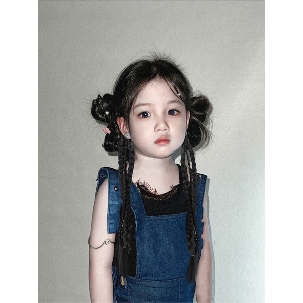 Tóc giả bím tóc nữ dễ thương mô phỏng y2k hot girl boxing twist braid net đỏ với cùng một kiểu tóc đuôi ngựa đôi