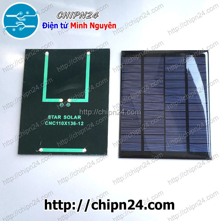 [1 CÁI] Tấm pin NLMT 12V 2W (136x110mm) (Tấm pin Năng Lượng Mặt Trời, Solar Power, Solar Panel)