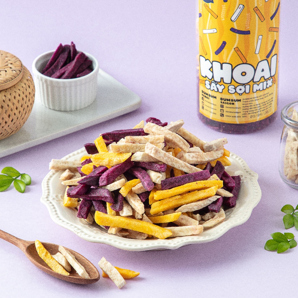Khoai sấy mix 3 vị 300g DumBum đồ ăn vặt Hà Nội vừa ngon vừa rẻ
