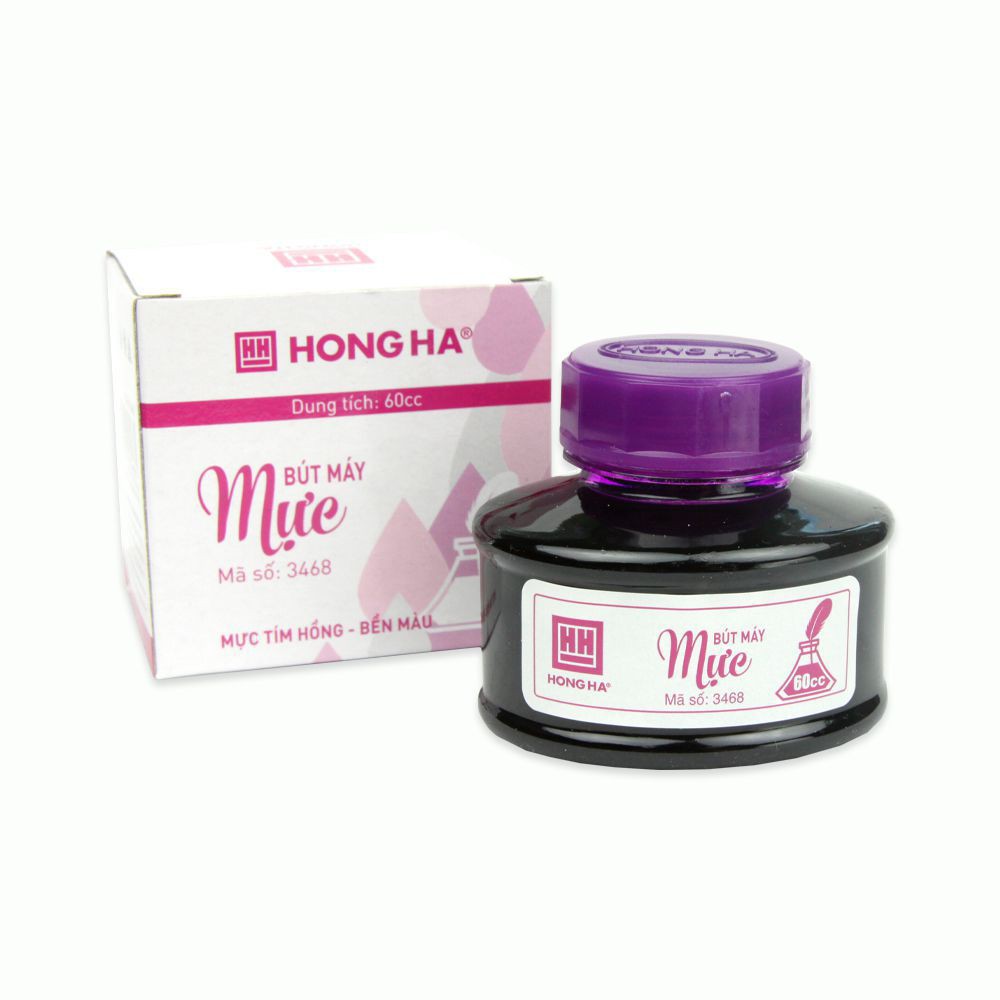 Mực bút máy chất lượng cao bền màu Hồng Hà màu tím, xanh, đen, đỏ