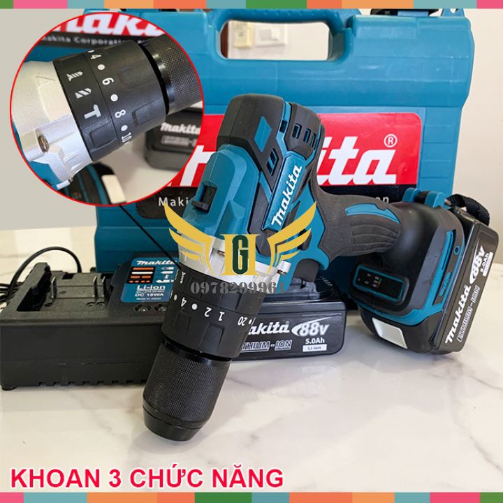 [ HÀNG LOẠI 1 ] Máy Khoan Pin Makita 118V Không Than Có Búa, Pin 10 CELL AutoLock 13 Ly - Bắt Vít, Siết Bulong