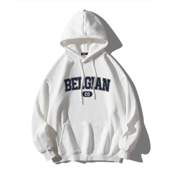 Áo Hoodie Fom Rộng BELGIAN Phối Mũ Trùm Đầu Mùa Đông Ấm Áp, Nỉ Ngoại Siêu Dày Dặn In 3D Mã GAREM