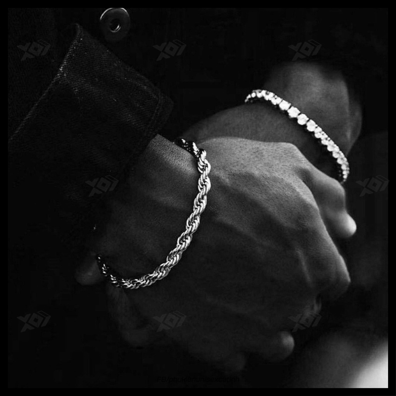 Vòng Đeo Tay Nam Xoắn Dây Thừng Thép Titan Không Gỉ To 5mm - Lắc Tay Cao Cấp Phong Cách hip hop Thời Trang