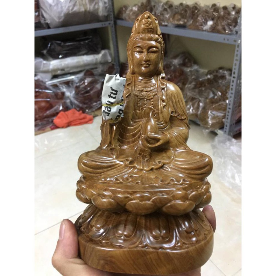 ((MIỄN SHIP)) Tượng Phật Bằng gỗ -Tặng vòng đeo tay (để trên bàn lv với trên taplo ôtô )