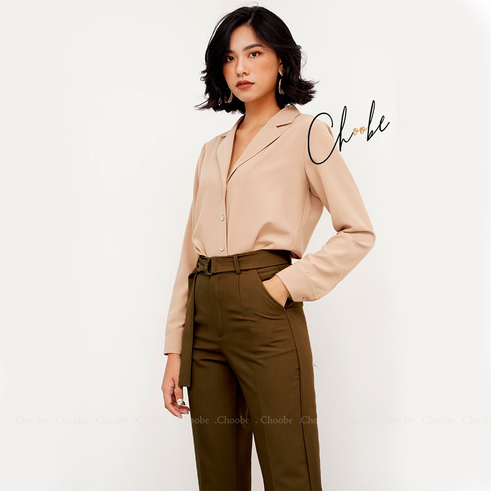 Quần baggy nữ Choobe lưng cạp cao đai dây rời đồ công sở đi học form đẹp màu đen xanh nâu Q12 | BigBuy360 - bigbuy360.vn