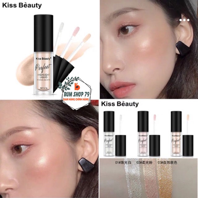 Nhũ mắt kim tuyến lấp lánh, Nhũ kim tuyến mắt và má Kiss Beauty Perfect Highlight Liquid 2 IN 1